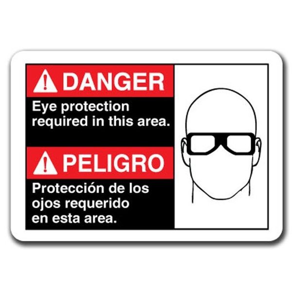 Signmission Eye Protection Required Area Bilingual 7inx10in Safety, ANSI-710DS Eye Protection Bi ANSI-710DS Danger Eye Protection Bi